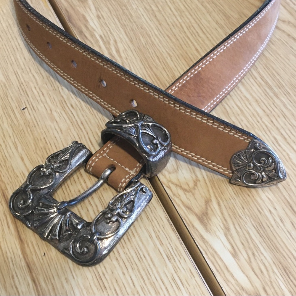 Streets Ahead Tan leather belt with silver buckle